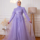 Lilac Embroidered Soiree Dress