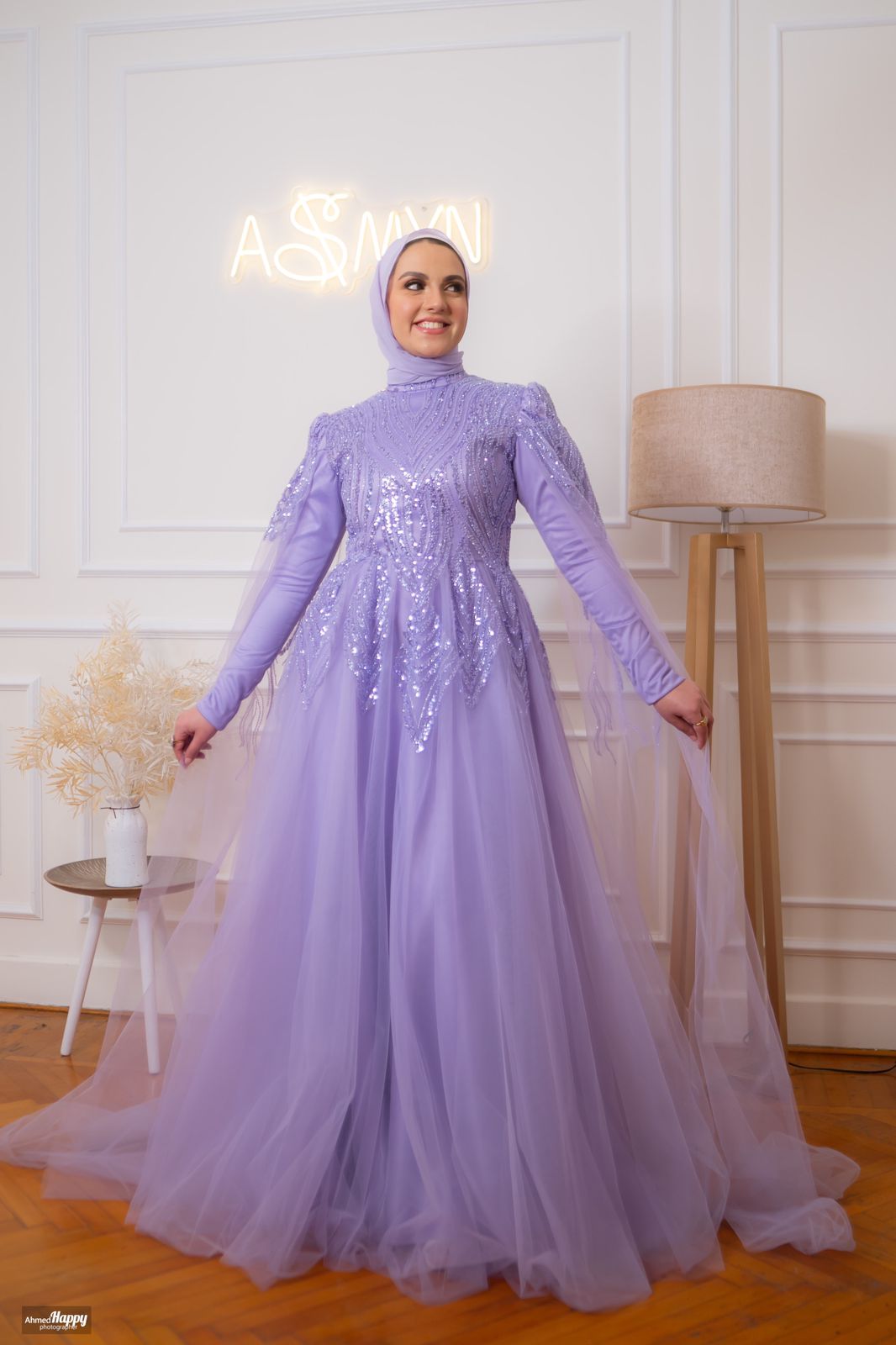 Lilac Embroidered Soiree Dress