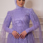 Lilac Embroidered Soiree Dress