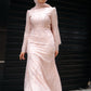 Rose Embroidered Fitted Soiree Dress