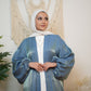 Blue Organza Satin Kaftan