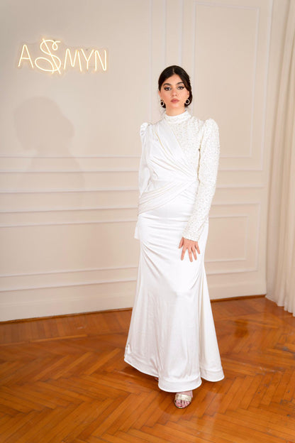 Off-white Mermaid Simple Bridal Dress