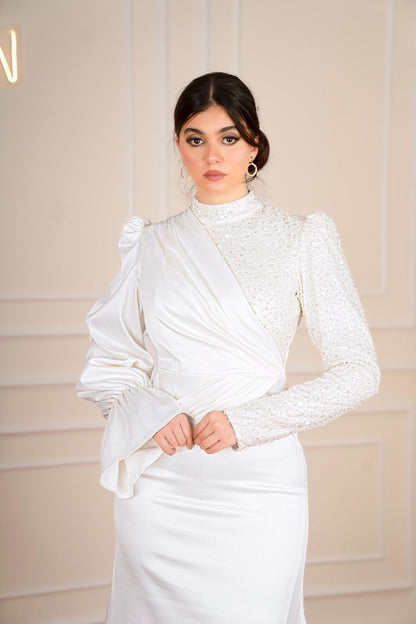 Off-white Mermaid Simple Bridal Dress