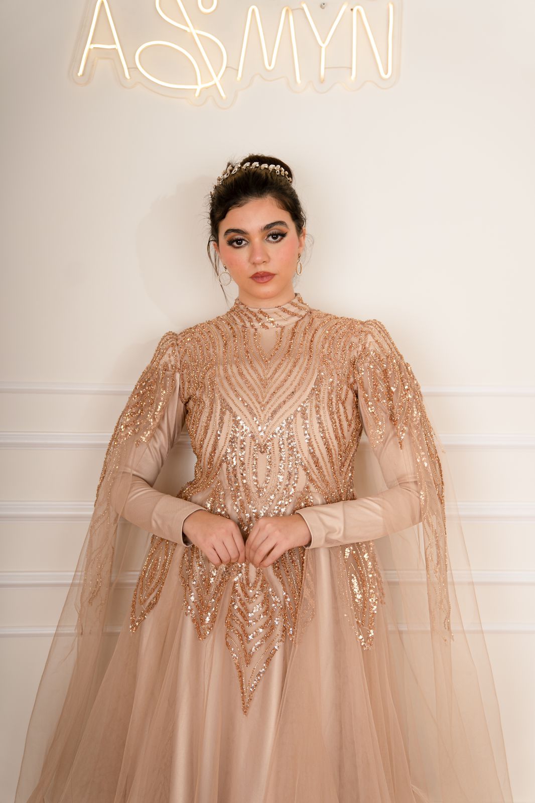 Gold Embroidered Soiree Dress