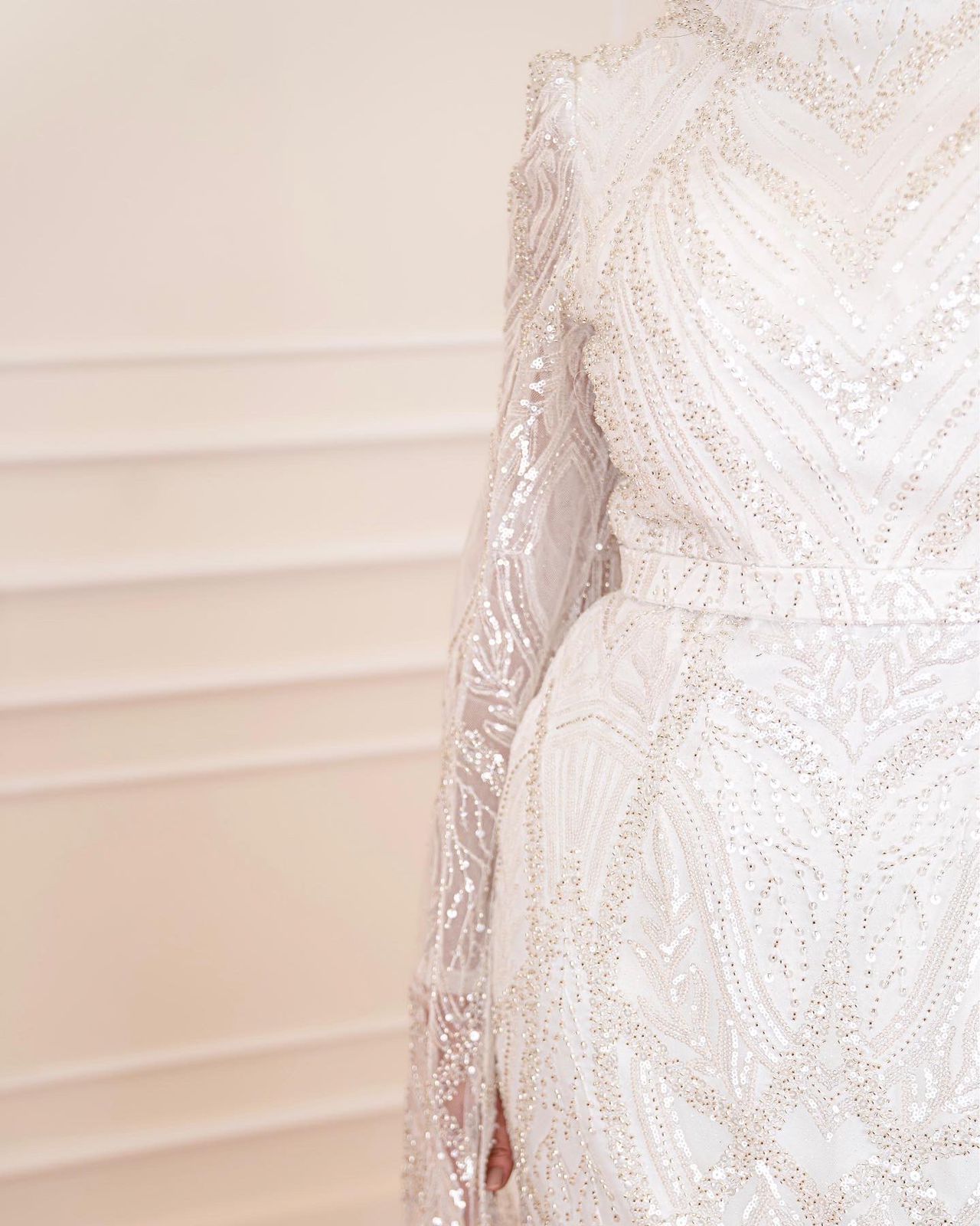 Off-white Fitted Embroidered Bridal Dress