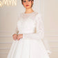 Off-white Simple Bridal Dress with Embroidered Top