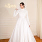 Off-white Simple Bridal Dress with Embroidered Top