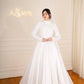 Off-white Simple Bridal Dress with Embroidered Top