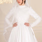 Off-white Simple Bridal Dress with Embroidered Top