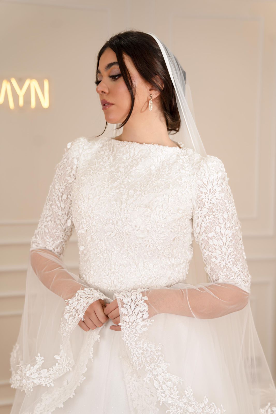 Off-white Embroidered Bridal Dress