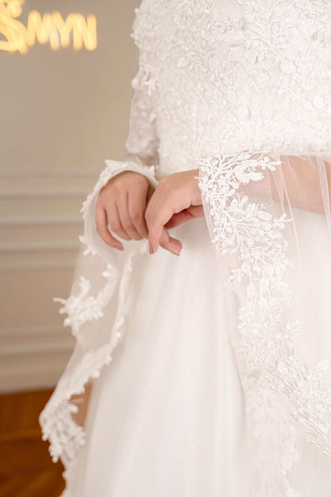 Off-white Embroidered Bridal Dress