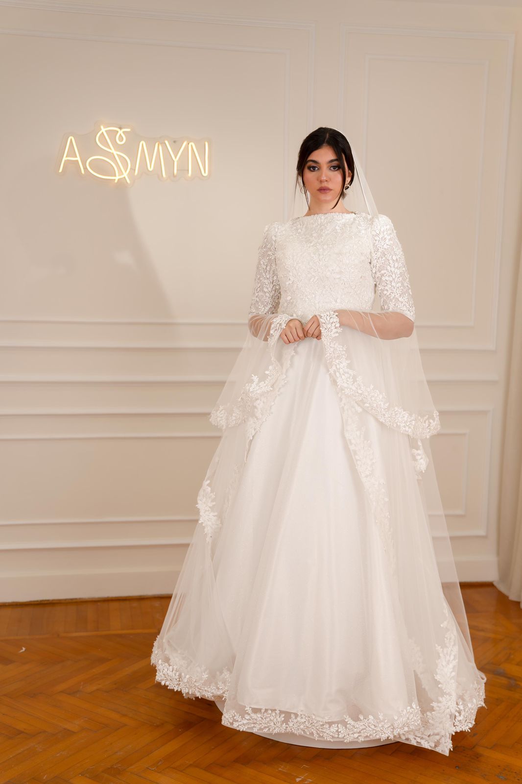 Off-white Embroidered Bridal Dress