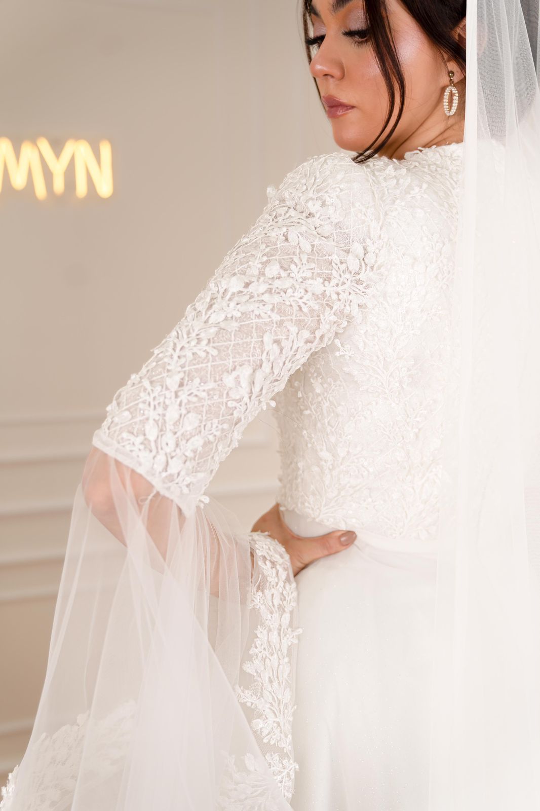 Off-white Embroidered Bridal Dress