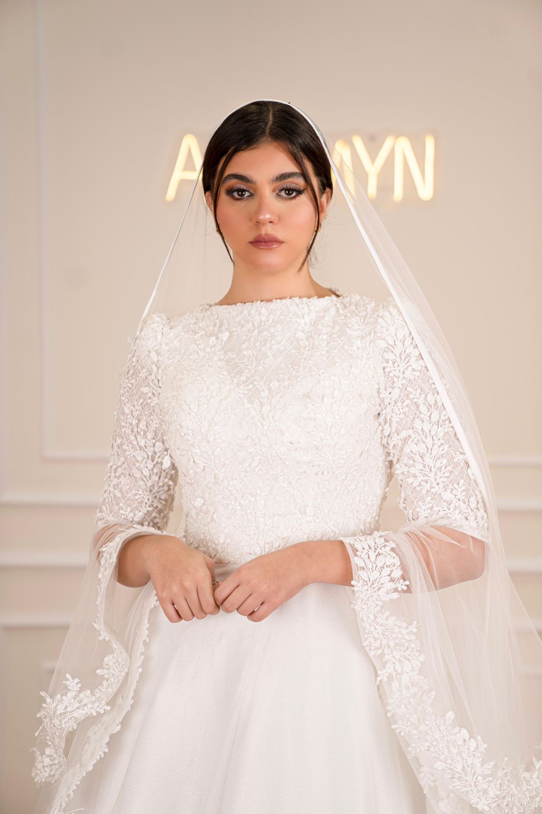 Off-white Embroidered Bridal Dress