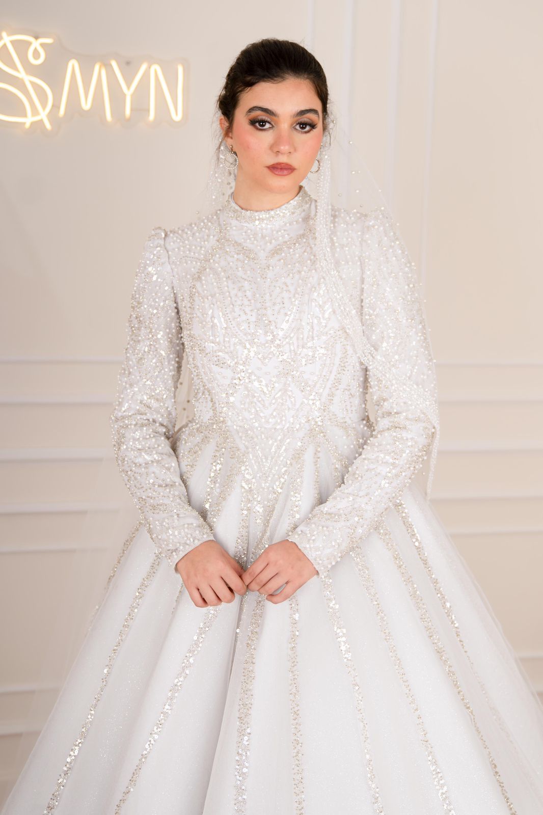 Off-white Embroidered Bridal Dress