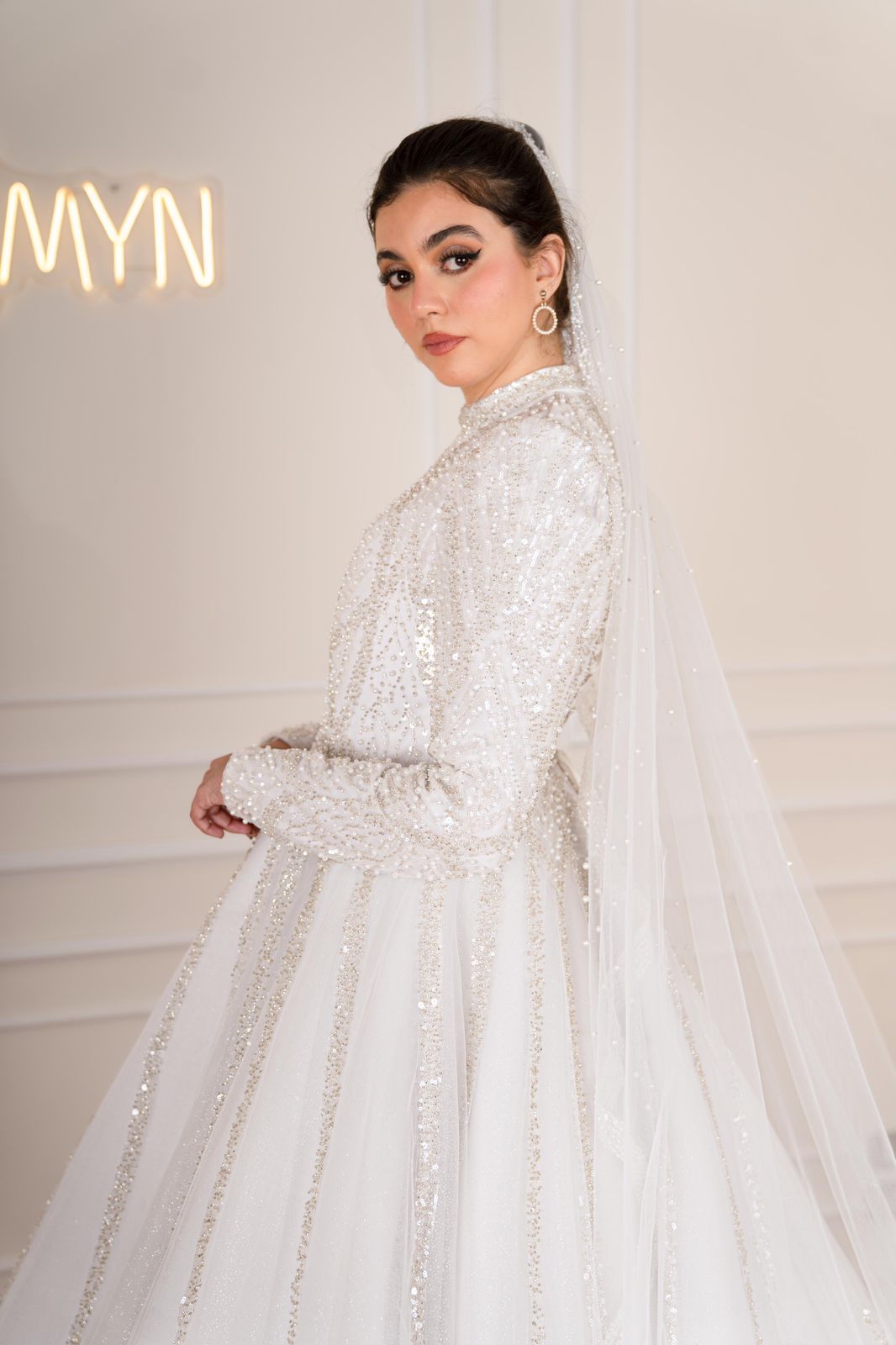 Off-white Embroidered Bridal Dress