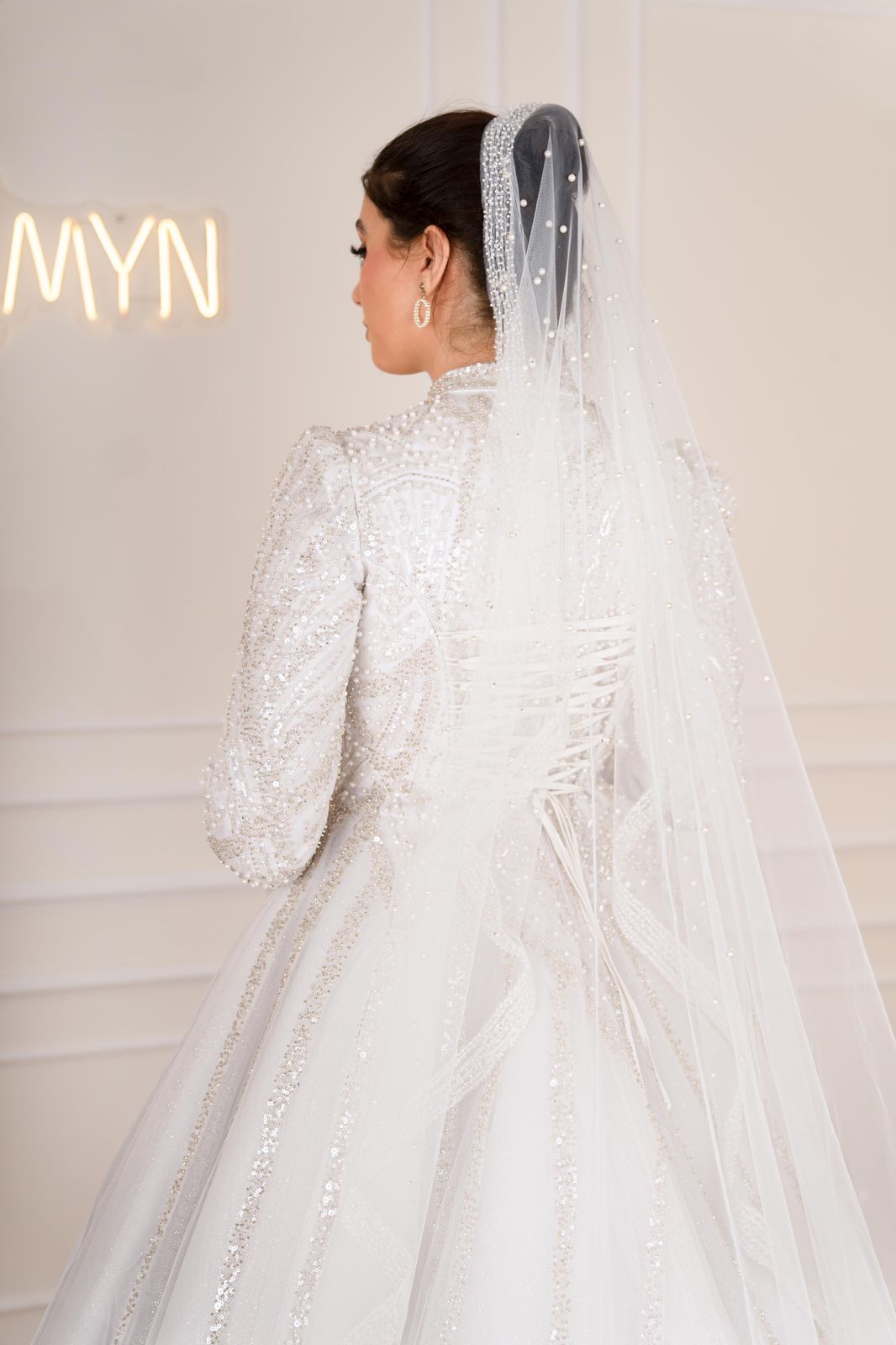 Off-white Embroidered Bridal Dress