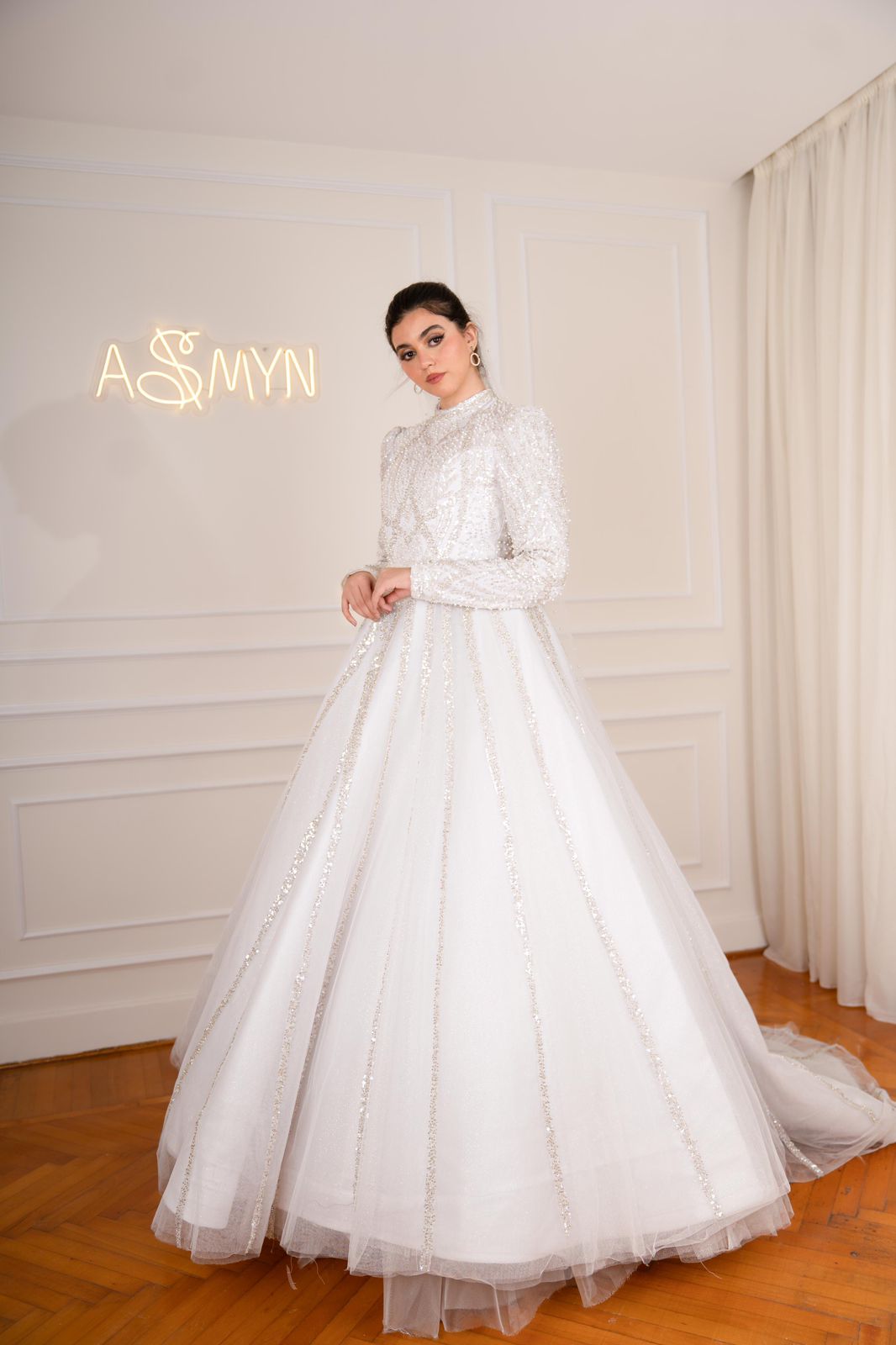 Off-white Embroidered Bridal Dress