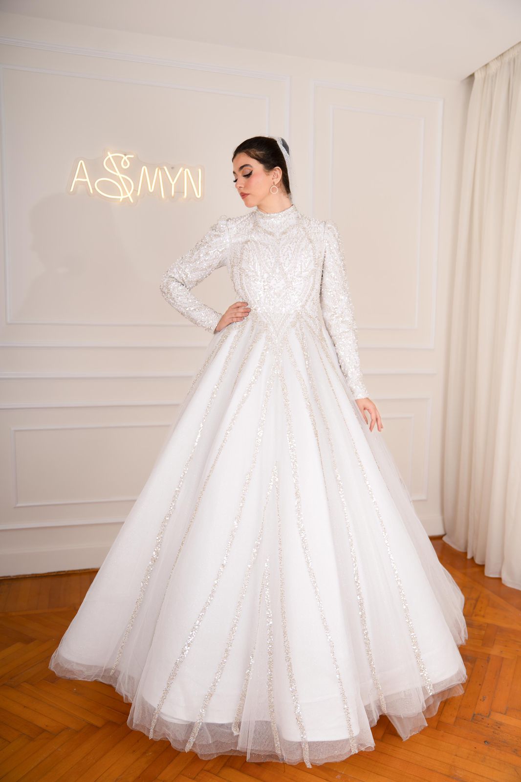 Off-white Embroidered Bridal Dress