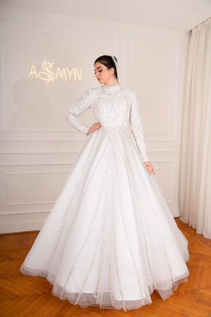 Off-white Embroidered Bridal Dress