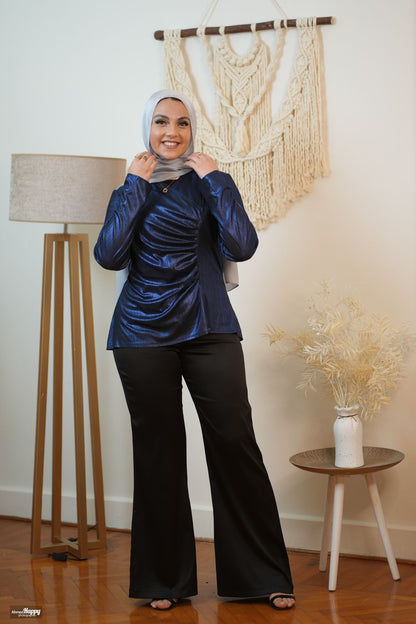 Blue Metallic Soiree Blouse