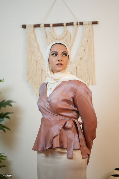 Cashmere Wrap Satin Blouse