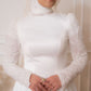 Off-white Princess Bridal Dress with Embroidered Sleeves