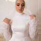 Off-white Princess Bridal Dress with Embroidered Sleeves