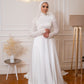 Off-white Princess Bridal Dress with Embroidered Sleeves