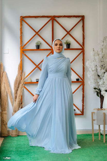 Baby-blue Chiffon Soiree Dress