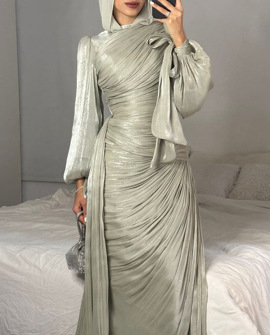 Mint Draped Soiree Dress