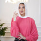 Pink Puffy-sleeves Crepe Blouse