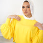 Yellow Puffy-sleeves Crepe Blouse