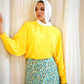 Yellow Puffy-sleeves Crepe Blouse