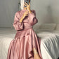 Rose Satin Wrap Dress