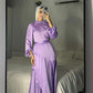 Lavender Satin Wrap Dress