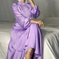 Lavender Satin Wrap Dress