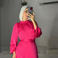 Pink Satin Wrap Dress