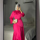 Pink Satin Wrap Dress