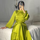 Kiwi Satin Wrap Dress