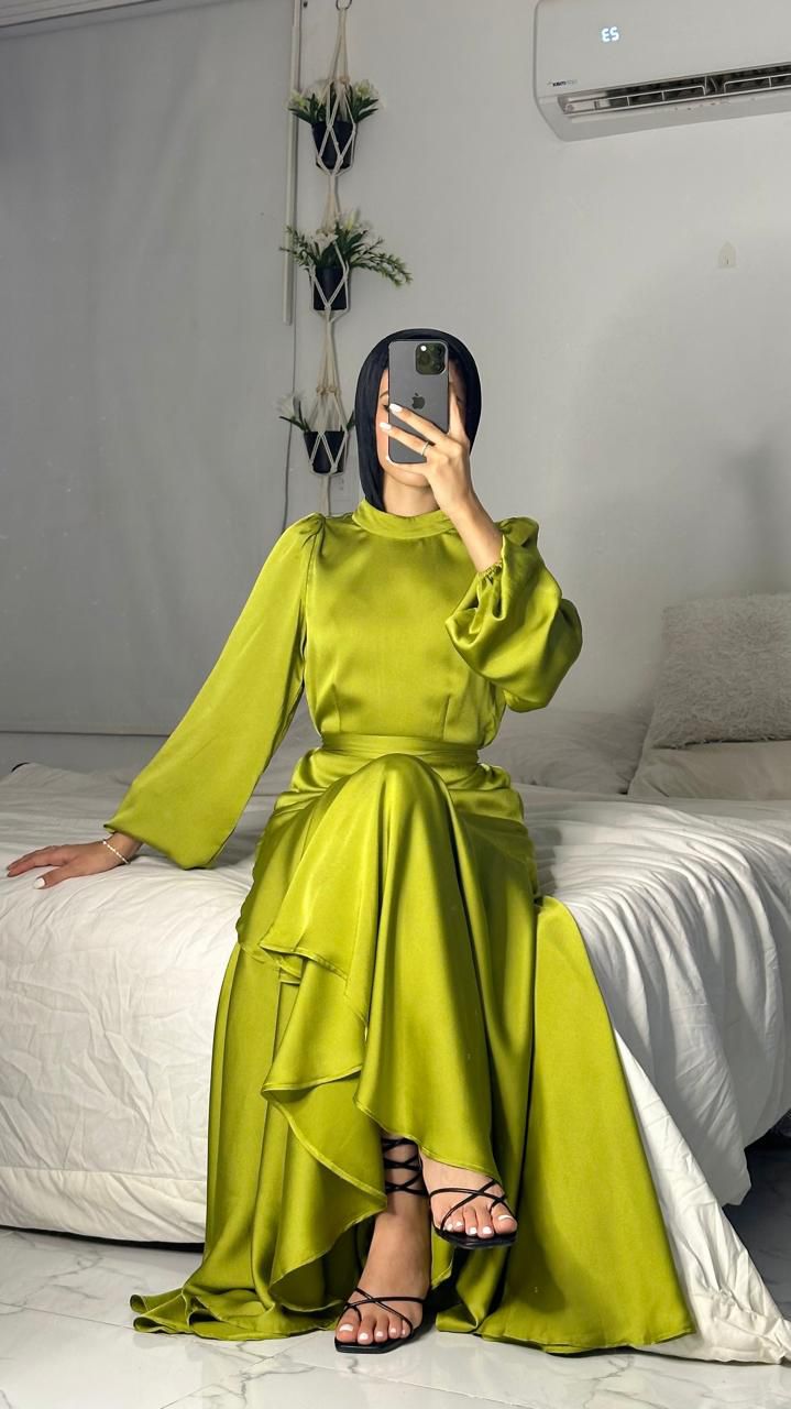 Kiwi Satin Wrap Dress