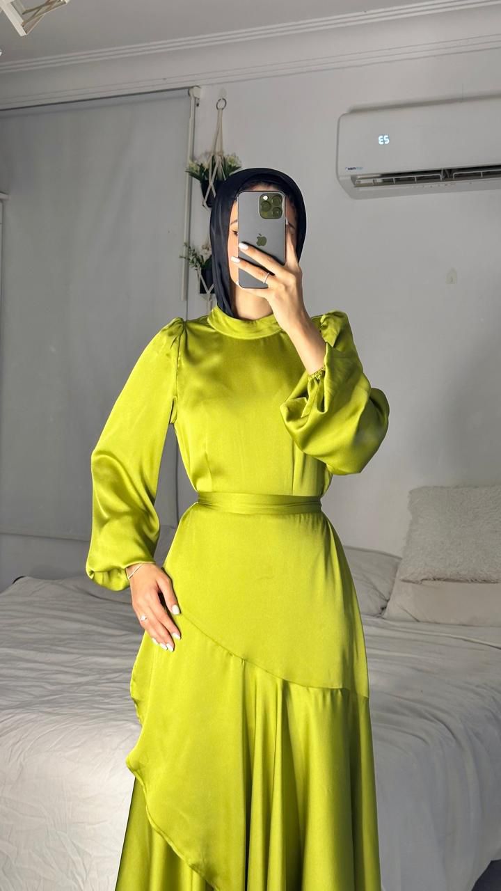 Kiwi Satin Wrap Dress