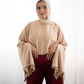 Beige Wide Satin Blouse