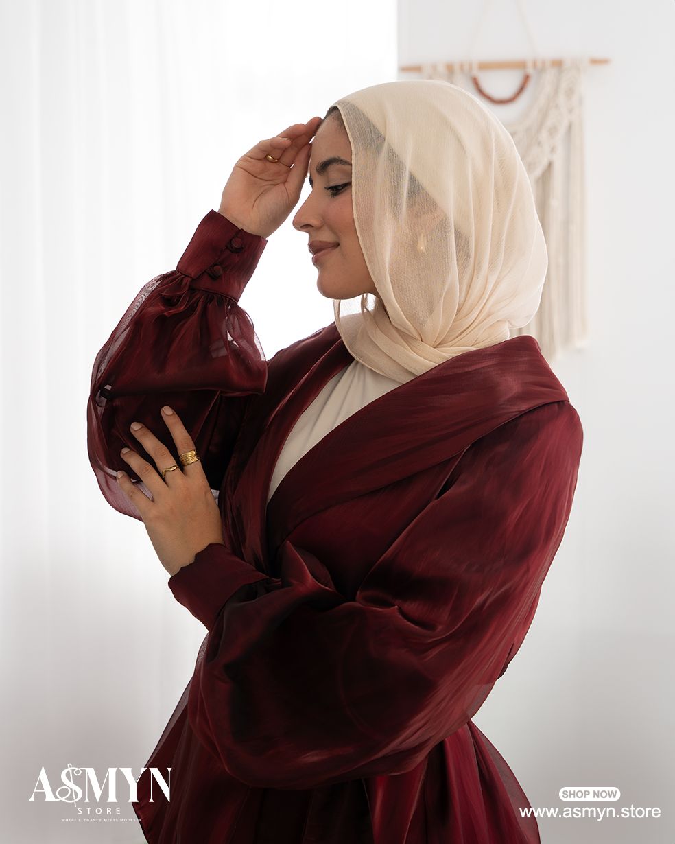 Maroon Metallic Organza Wrap Blouse