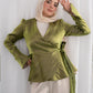 Kiwi Metallic Organza Wrap Blouse