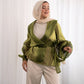 Kiwi Metallic Organza Wrap Blouse