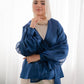 Blue Metallic Organza Wrap Blouse