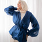 Blue Metallic Organza Wrap Blouse