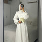 Off-white Simple Embroidered-Top Bridal Dress