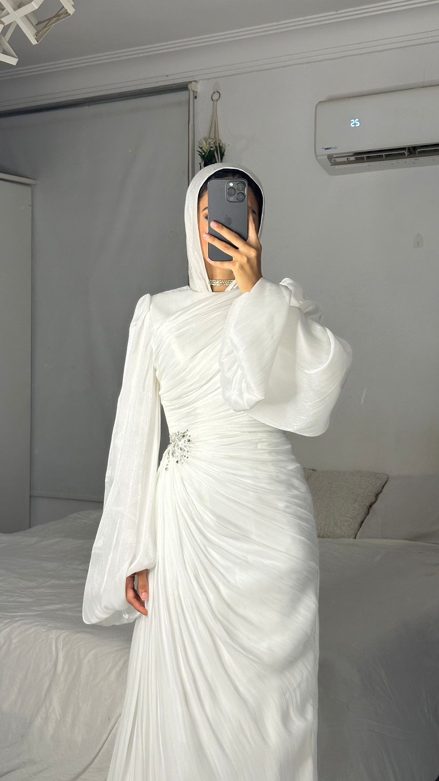 Off-white Draped Soiree Dress